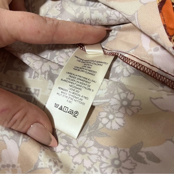 Free People Sage Floral Print U-neck Top Size L - Picture 9 of 15